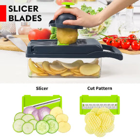 16 in 1 Multi-functional vegetable chopper slicer shredder with Basket Cheese Slicer Food Chopper , Veggie Chopper ,