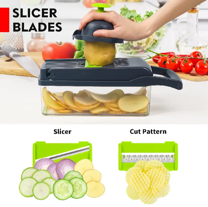 16 in 1 Multi-functional vegetable chopper slicer shredder with Basket Cheese Slicer Food Chopper , Veggie Chopper ,
