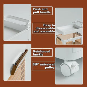 3 Levels Kitchen Trolley with Handles, Multi-Purpose Trolley with Locking Wheels