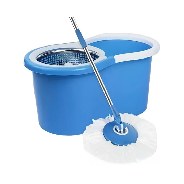 Spin Mop - Easy Spin Magic Mop Set [Steel Strainer] - 360 Degree Microfiber Mop Head Home Clean Tools Microfiber