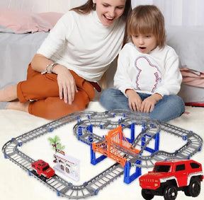 Railway Racing Track Play DIY Multi-layered Assembling City Racing Rail Car Children Vehicle Slide Train educate Gift