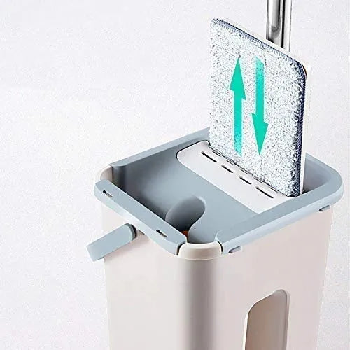 Mop with Bucket Hands-Free Microfiber Flat Spin Mop System 360 Flexible Head