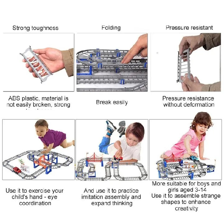 Railway Racing Track Play DIY Multi-layered Assembling City Racing Rail Car Children Vehicle Slide Train educate Gift