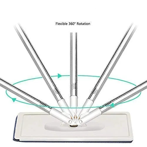 Mop with Bucket Hands-Free Microfiber Flat Spin Mop System 360 Flexible Head