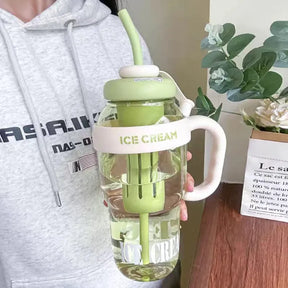 Product Highlights Of 1300ML Large Capacity Detox Water Highlights Bottle with Straw for Girls | Leakproof Plastic Sports & Gym