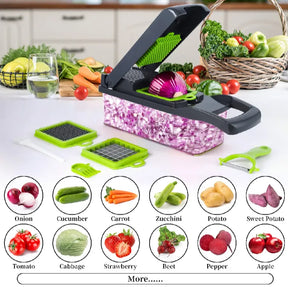 16 in 1 Multi-functional vegetable chopper slicer shredder with Basket Cheese Slicer Food Chopper , Veggie Chopper ,