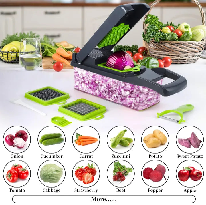 16 in 1 Multi-functional vegetable chopper slicer shredder with Basket Cheese Slicer Food Chopper , Veggie Chopper ,