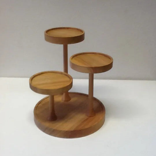 Round Wooden 3-Tier Pedestal Display Stand – Elegant Riser for Jewelry, Cupcakes & Décor