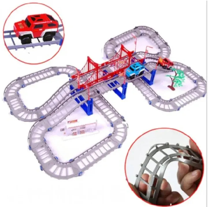 Railway Racing Track Play DIY Multi-layered Assembling City Racing Rail Car Children Vehicle Slide Train educate Gift