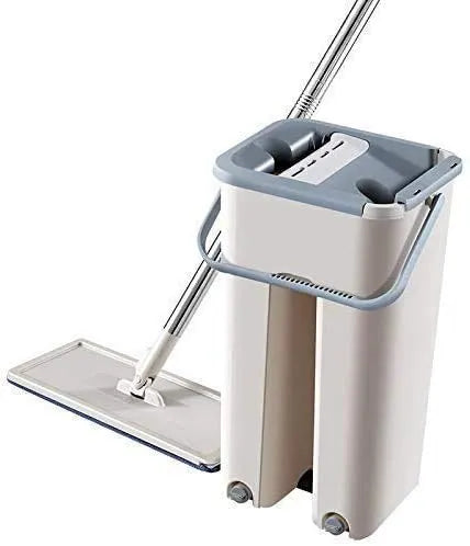 Mop with Bucket Hands-Free Microfiber Flat Spin Mop System 360 Flexible Head