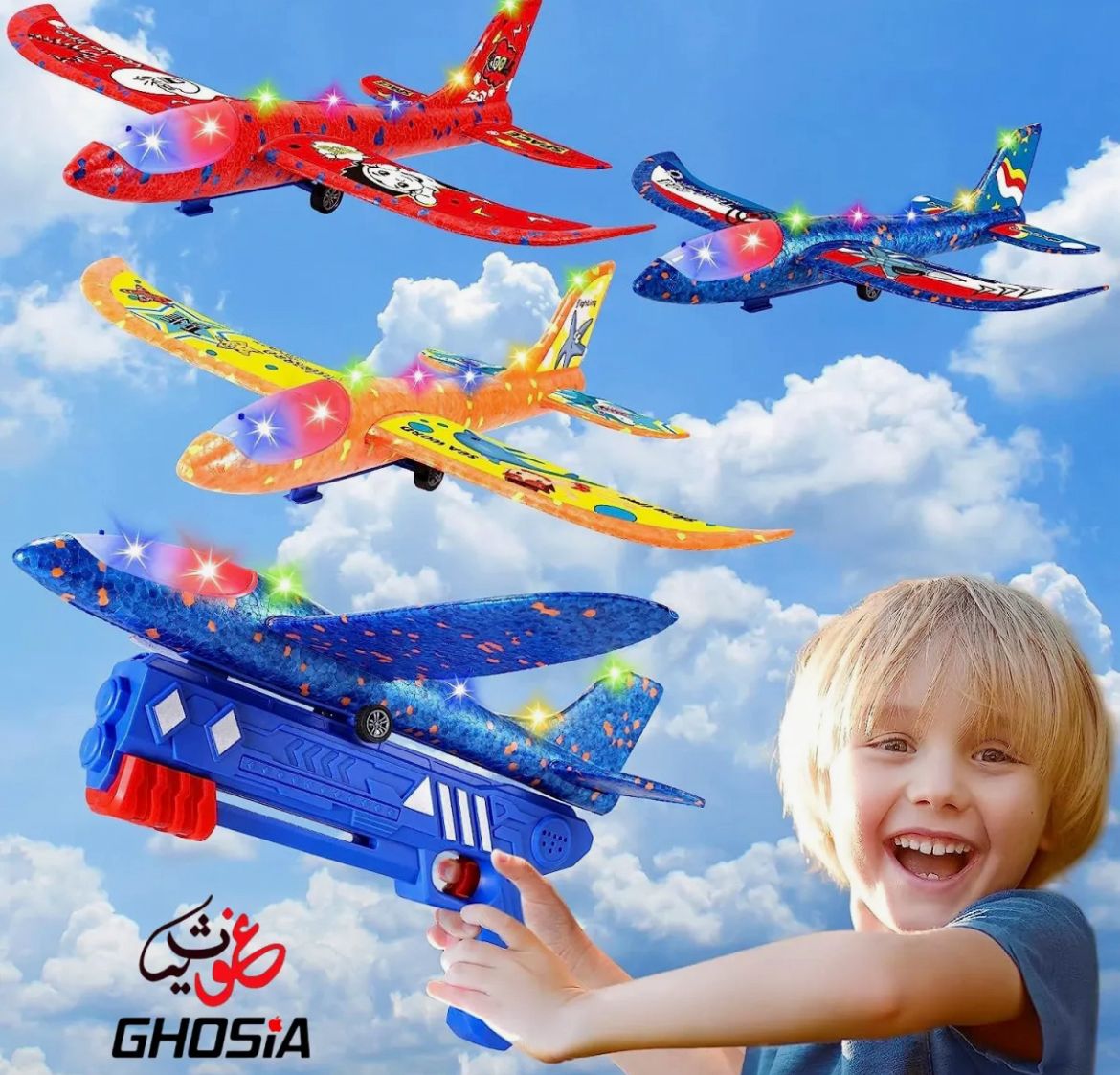 Toys Catapult Plane Gun-style Launching Aircraft Gunner Throwing Aircraft Toys for Boys Birthday Christmas Gifts