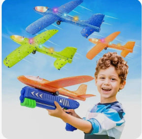 Toys Catapult Plane Gun-style Launching Aircraft Gunner Throwing Aircraft Toys for Boys Birthday Christmas Gifts