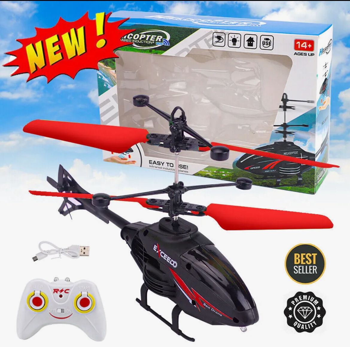 Remote Control Helicopter Cool Electric Airplane Toys for Kids RC Helicopter with LED Toys for Boys and Girls