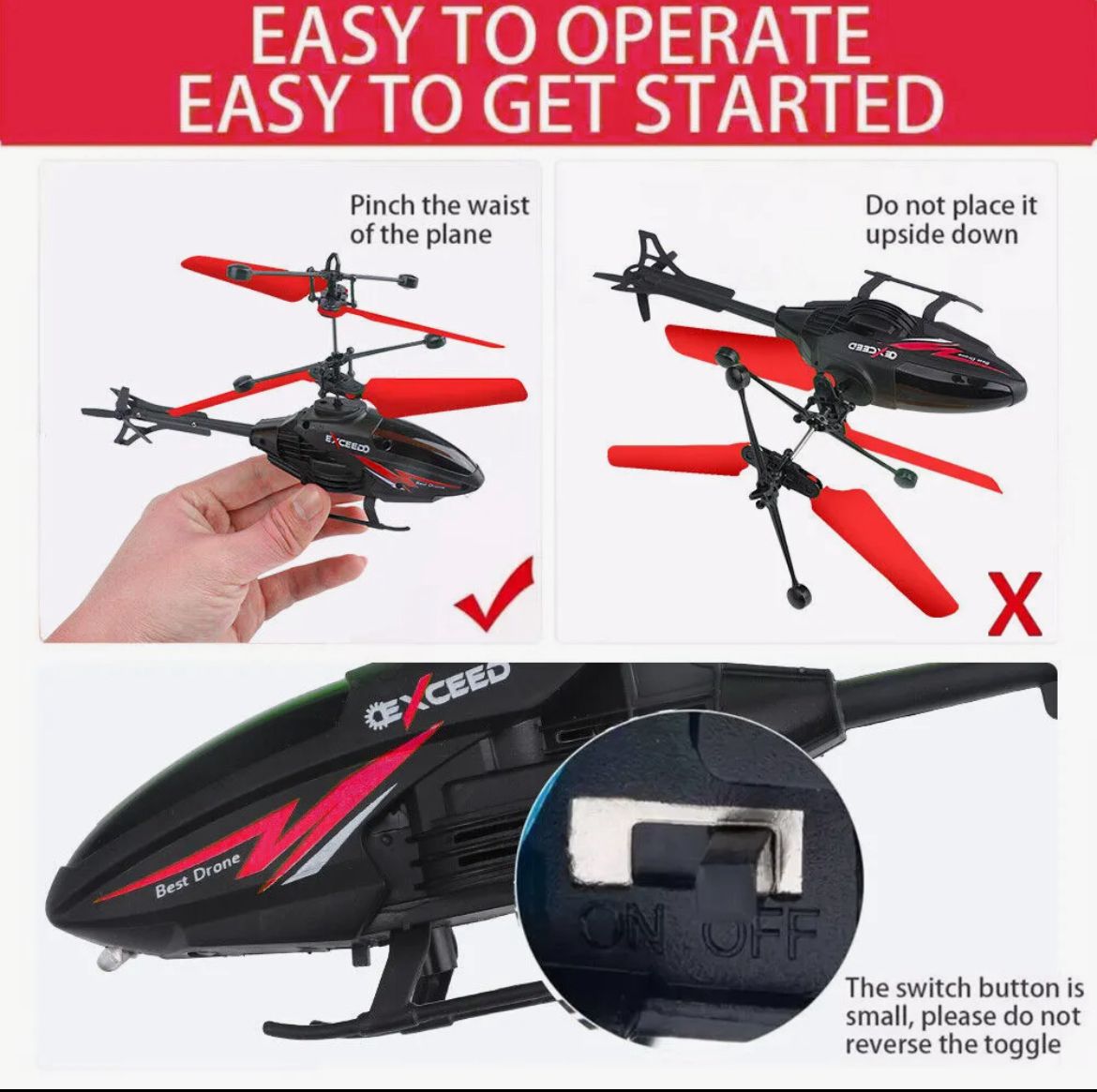 Remote Control Helicopter Cool Electric Airplane Toys for Kids RC Helicopter with LED Toys for Boys and Girls