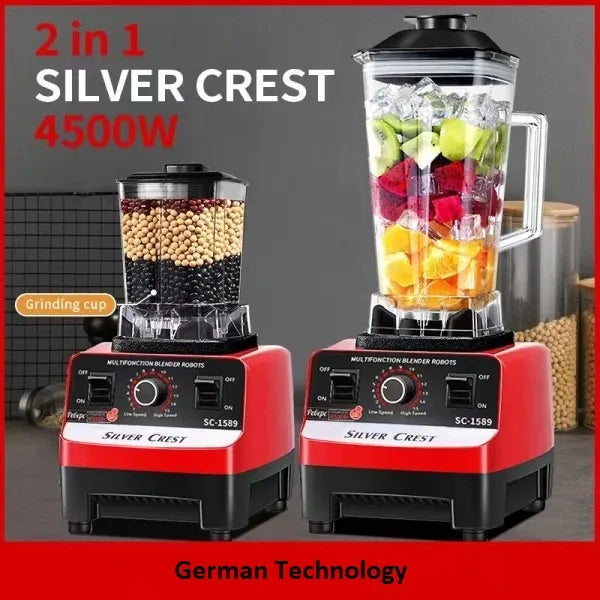 Silver Crest 2-in-1 Juicer Blender Machine - 2L Unbreakable Jug - Juicers and Fruit Extractors - 700ml Grinder Machine - Variable Speed Control - German Technology