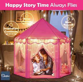 Shopino Elegant Pink Princess Castle Play Tent for Girls 0-10 Years - Indoor/Outdoor Creative Playhouse with Storage Bag