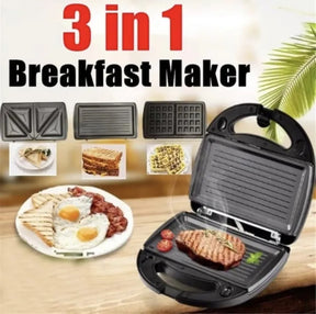 Electric Sandwich Maker Toaster Grill Machine Non Stick Coating Fast Cooking Breakfast Maker