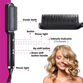 2 in 1 Electric Hair Straightener Curler Heating Styling Comb Straightening Brush - Multicolors 909