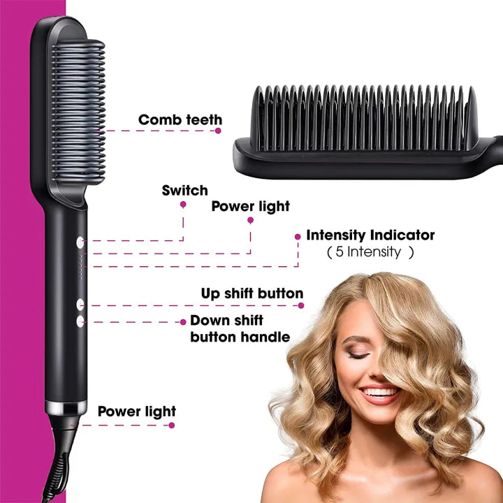 2 in 1 Electric Hair Straightener Curler Heating Styling Comb Straightening Brush - Multicolors 909