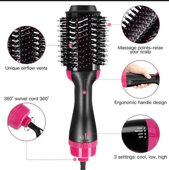 one step, hot air brush, 3 in 1, dryer, straightner, comb, straightener brush, hair dryer, 1 step 3in1, jerry traders.
