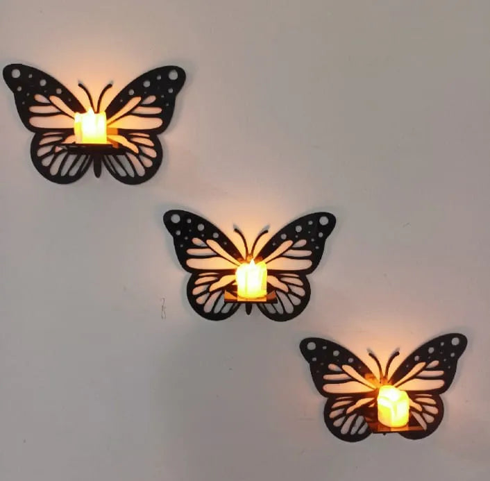 Decorative Butterfly Wall Shelf, Decoration Candlestick, Wall Décor Ideas, Wooden Wall Shelves | New Premium Wooden Wall Art Big Size (Light not include