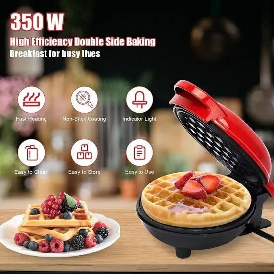 Mini Waffle Maker – Non-Stick Electric Breakfast Machine – 350W – Easy to Clean – Perfect for Waffles & Chaffles