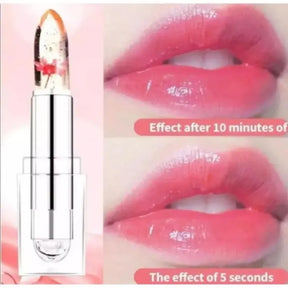 Transparent Flower Jelly Lipstick Temperature Change Color Long Lasting Waterproof