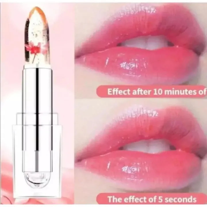 Transparent Flower Jelly Lipstick Temperature Change Color Long Lasting Waterproof