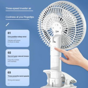 New portable 3 gears rechargeable desktop fan low noise air cooling handheld clipped circulator table fan Clip Fan USB Rechargeable Desk Fan with Sturdy Clamp, Quiet Operation, Strong Airflow with 360° Rotation for Home, Stroller, Office, Outdoor