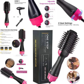 one step, hot air brush, 3 in 1, dryer, straightner, comb, straightener brush, hair dryer, 1 step 3in1, jerry traders.