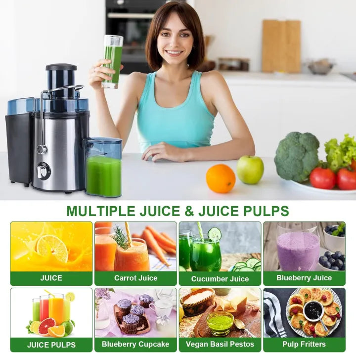 Fresh Juice Extractor Machine 1000W Centrifugal Dual Speed BPA-Free , Silver Crest