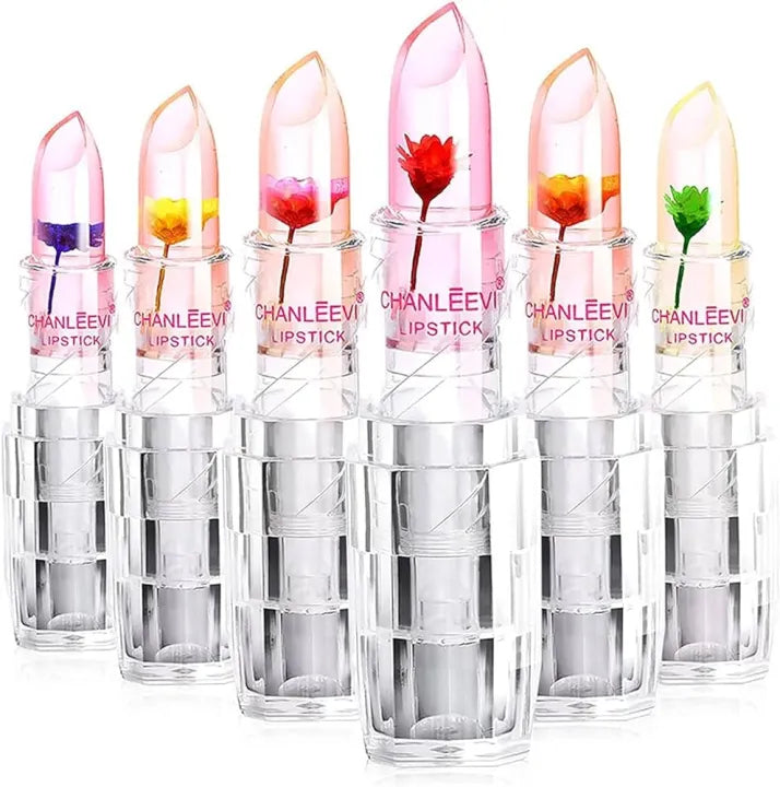 Transparent Flower Jelly Lipstick Temperature Change Color Long Lasting Waterproof