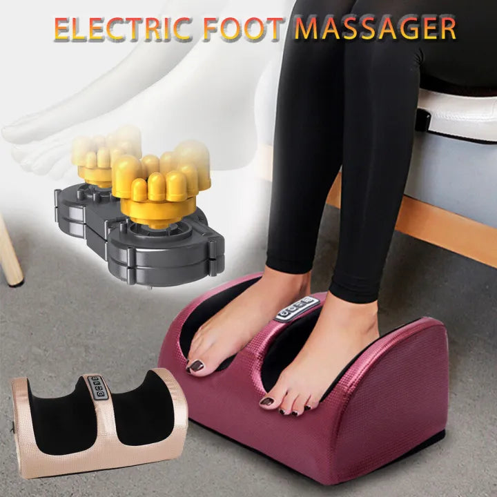 Small Foot Massager Machine with Heat, Foot and Calf Massager with Massage Roller, Deep Tissue Massager for Plantar Fasciitis, Pain Relief, Promotes Blood Circulation