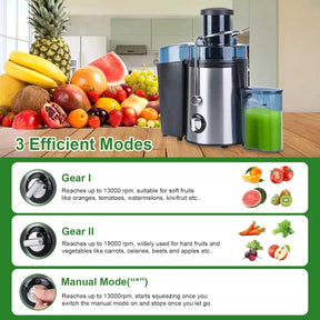 Fresh Juice Extractor Machine 1000W Centrifugal Dual Speed BPA-Free , Silver Crest