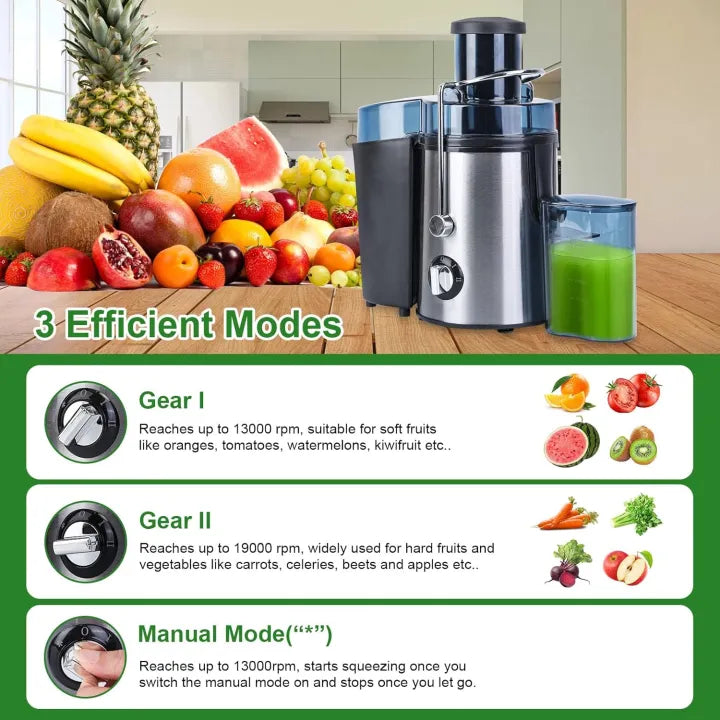 Fresh Juice Extractor Machine 1000W Centrifugal Dual Speed BPA-Free , Silver Crest