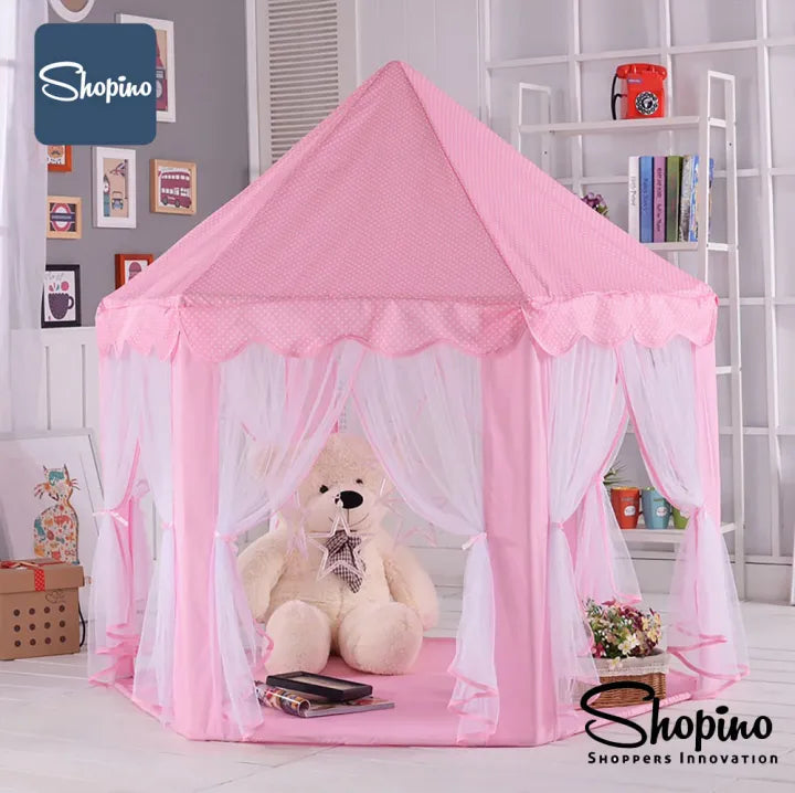 Shopino Elegant Pink Princess Castle Play Tent for Girls 0-10 Years - Indoor/Outdoor Creative Playhouse with Storage Bag