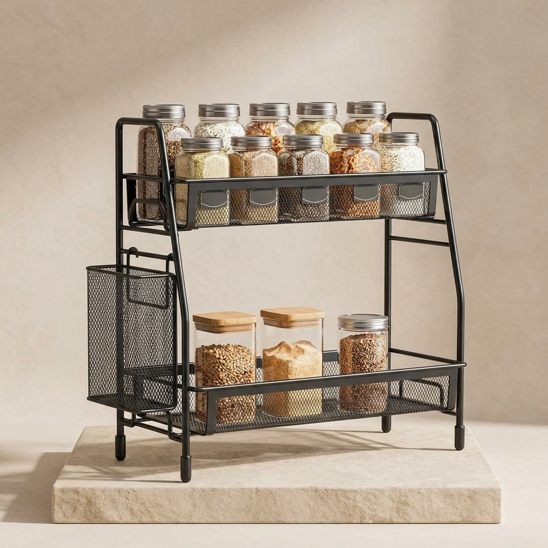 Black Stainless Steel Kitchen Storage Organizer 1 Pc