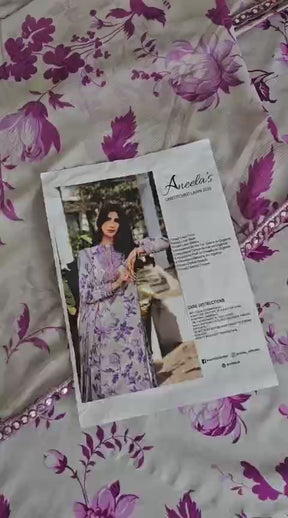 Aneela’s Luxury 9mm Sequins Embroidered Lawn 3 Piece Unstitched Dress with 4-Side Embroidered Chiffon Dupatta